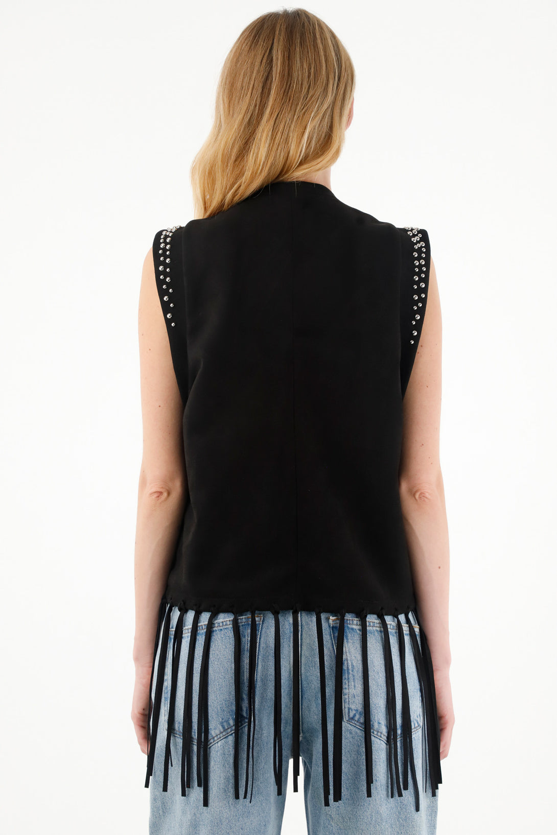 Women's Black Fringe Vest