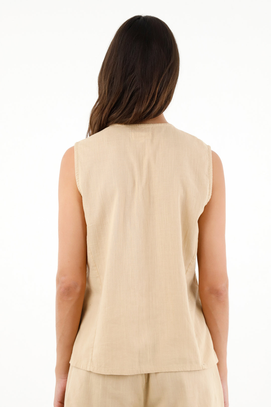 Women's Brown Vest with Asymmetric Hem