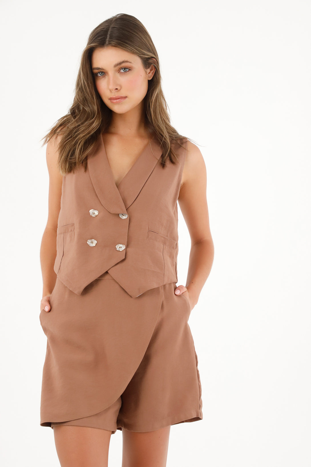 Women's Brown Tailored Vest