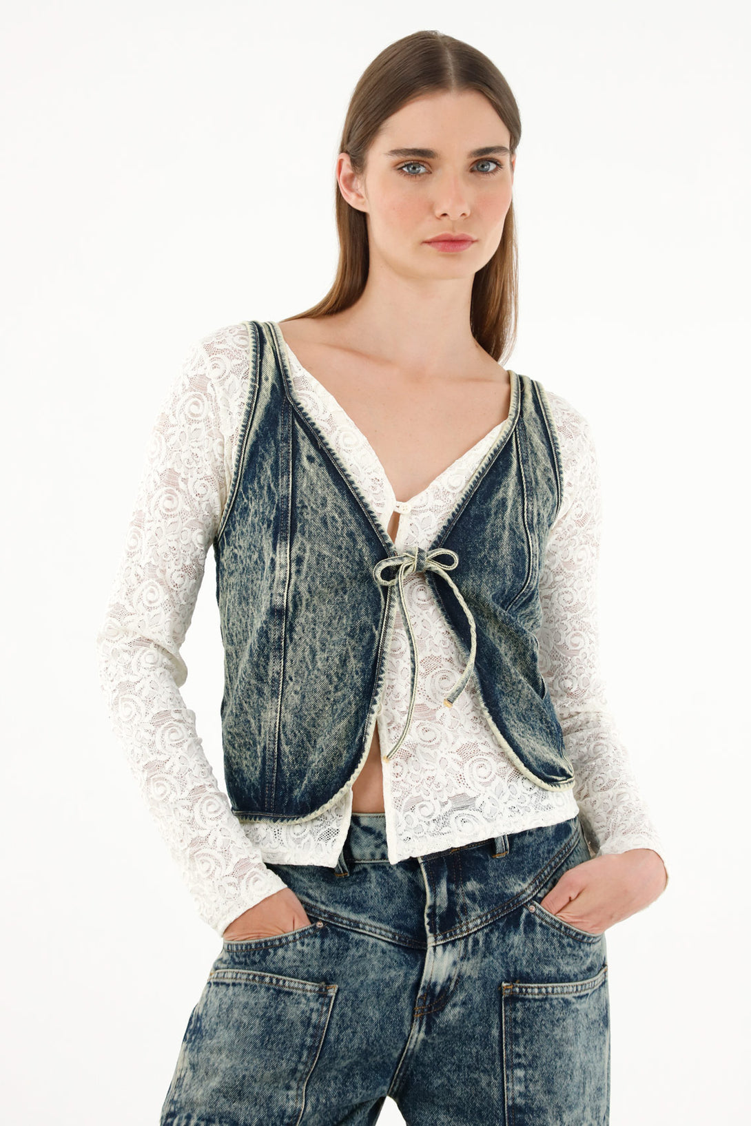 Women's denim vest