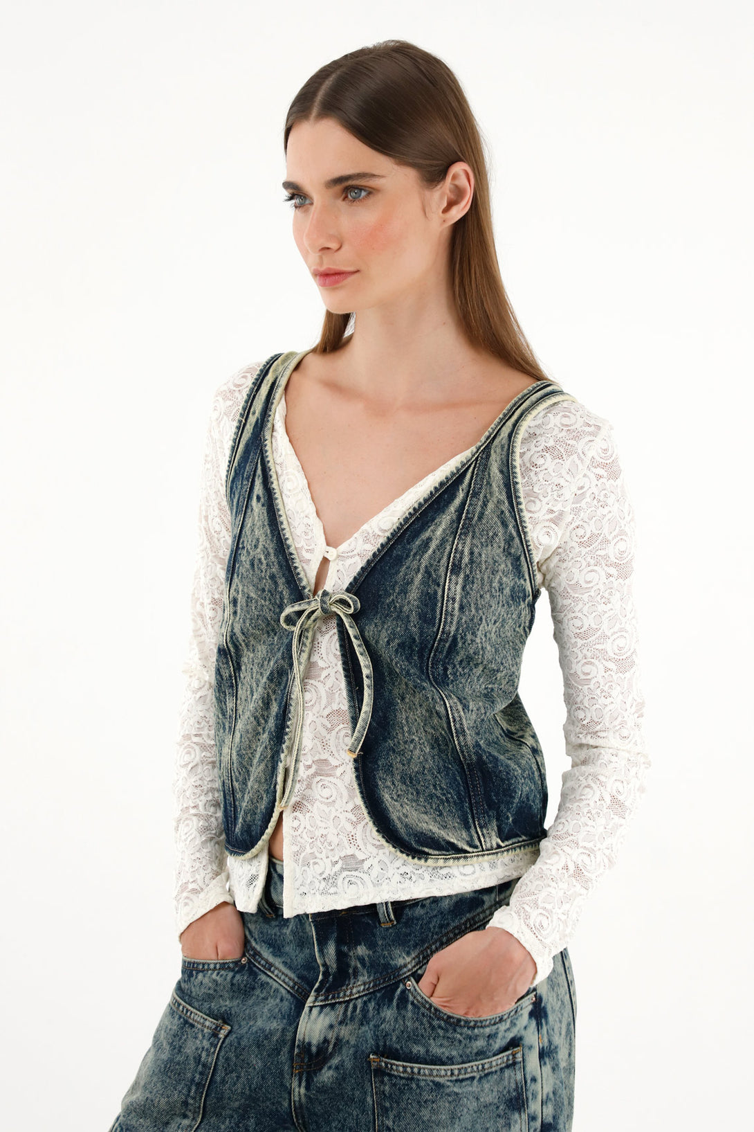 Women's denim vest