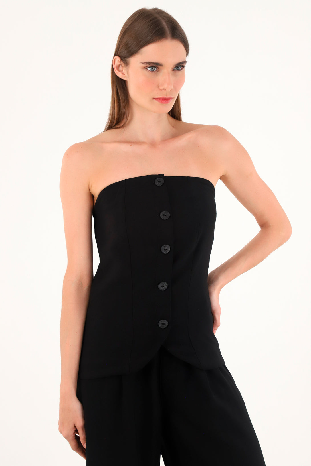 Women's black strapless vest