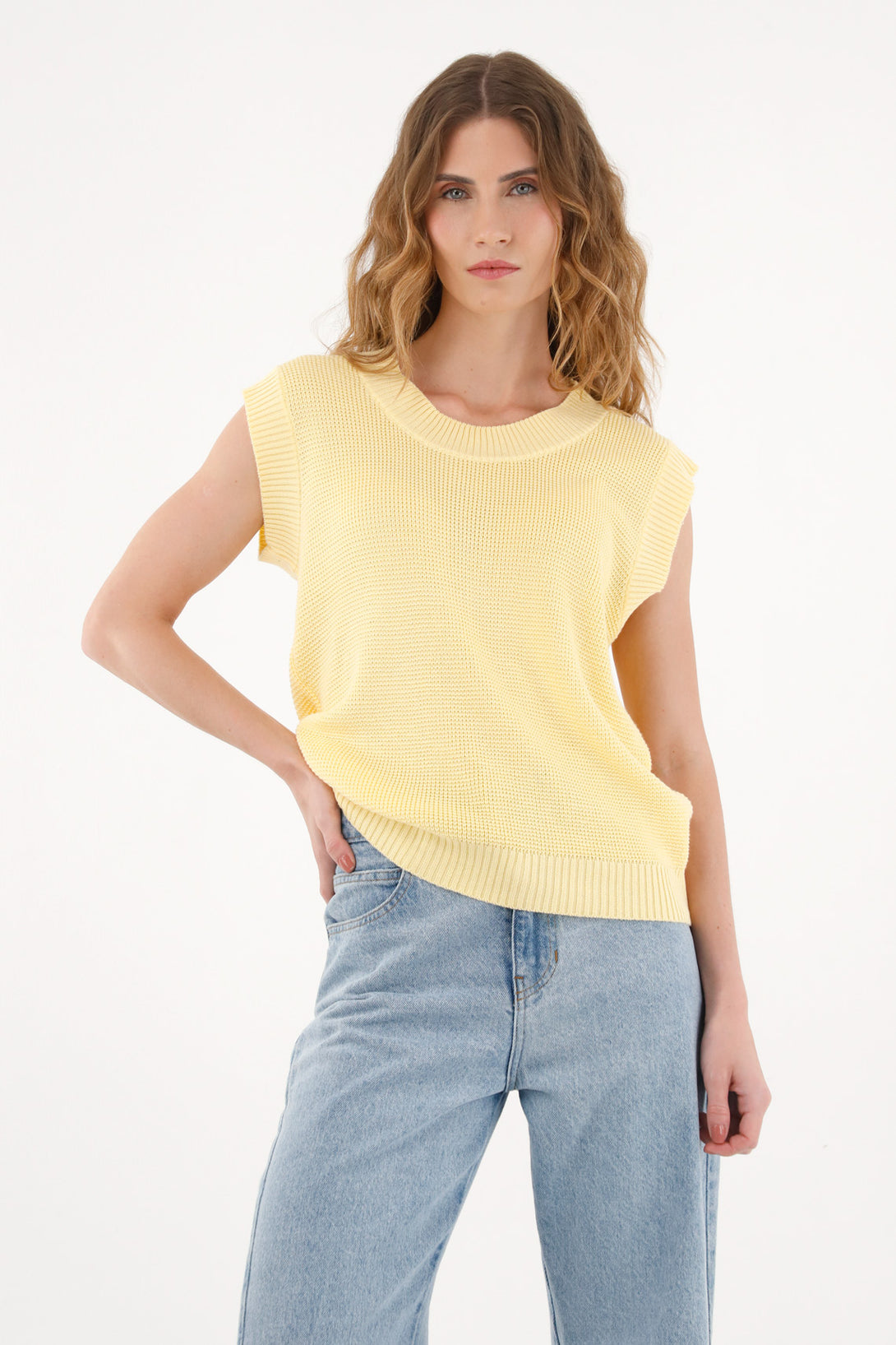 Women's yellow knitted vest