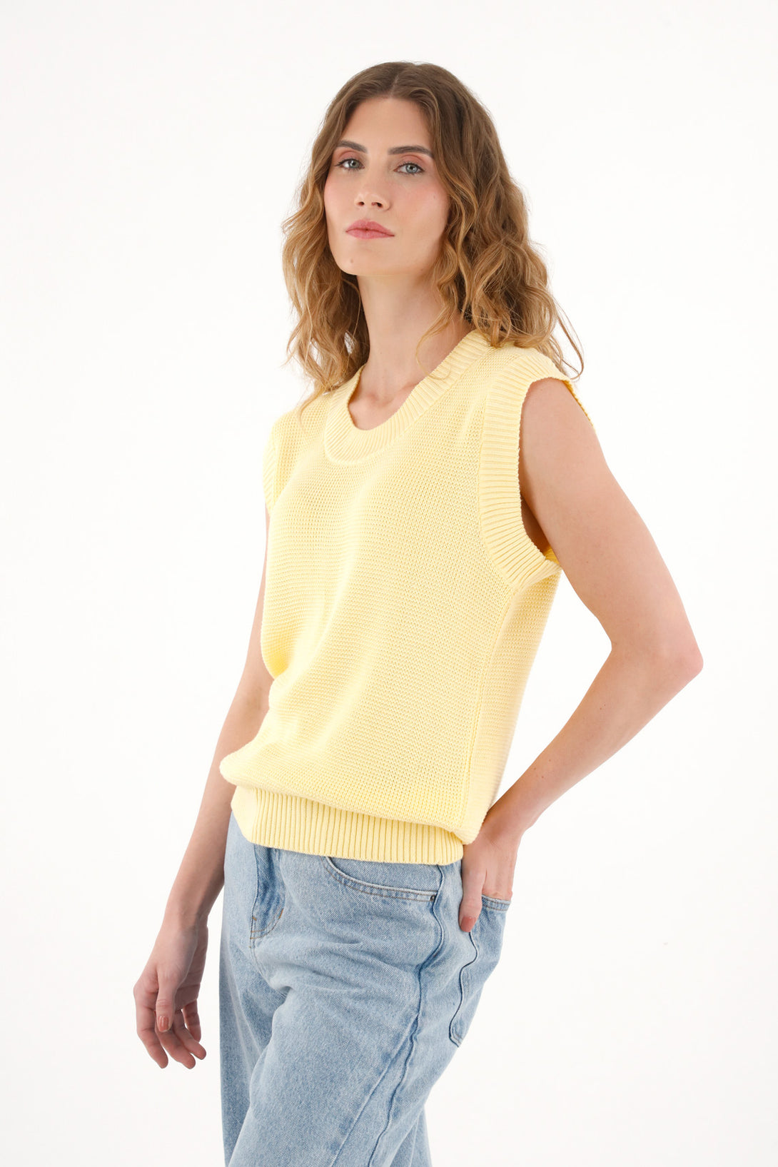 Women's yellow knitted vest