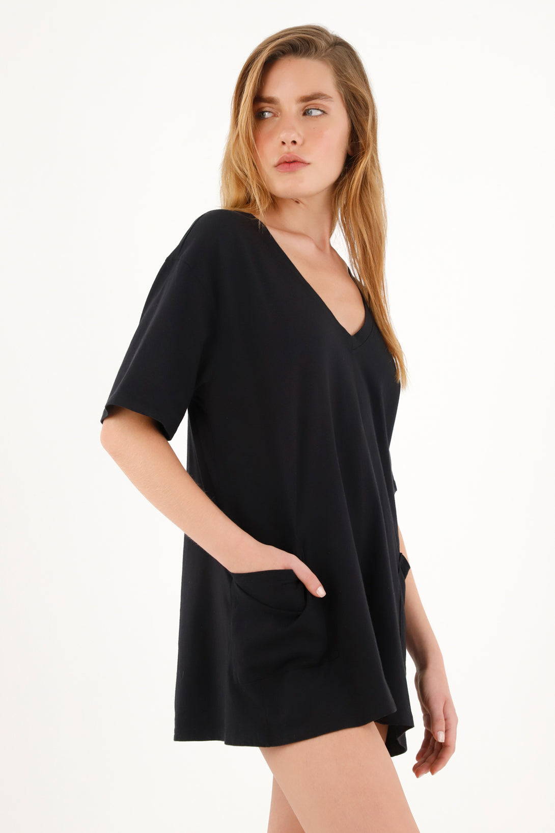 Women's Short Black Knitted Romper