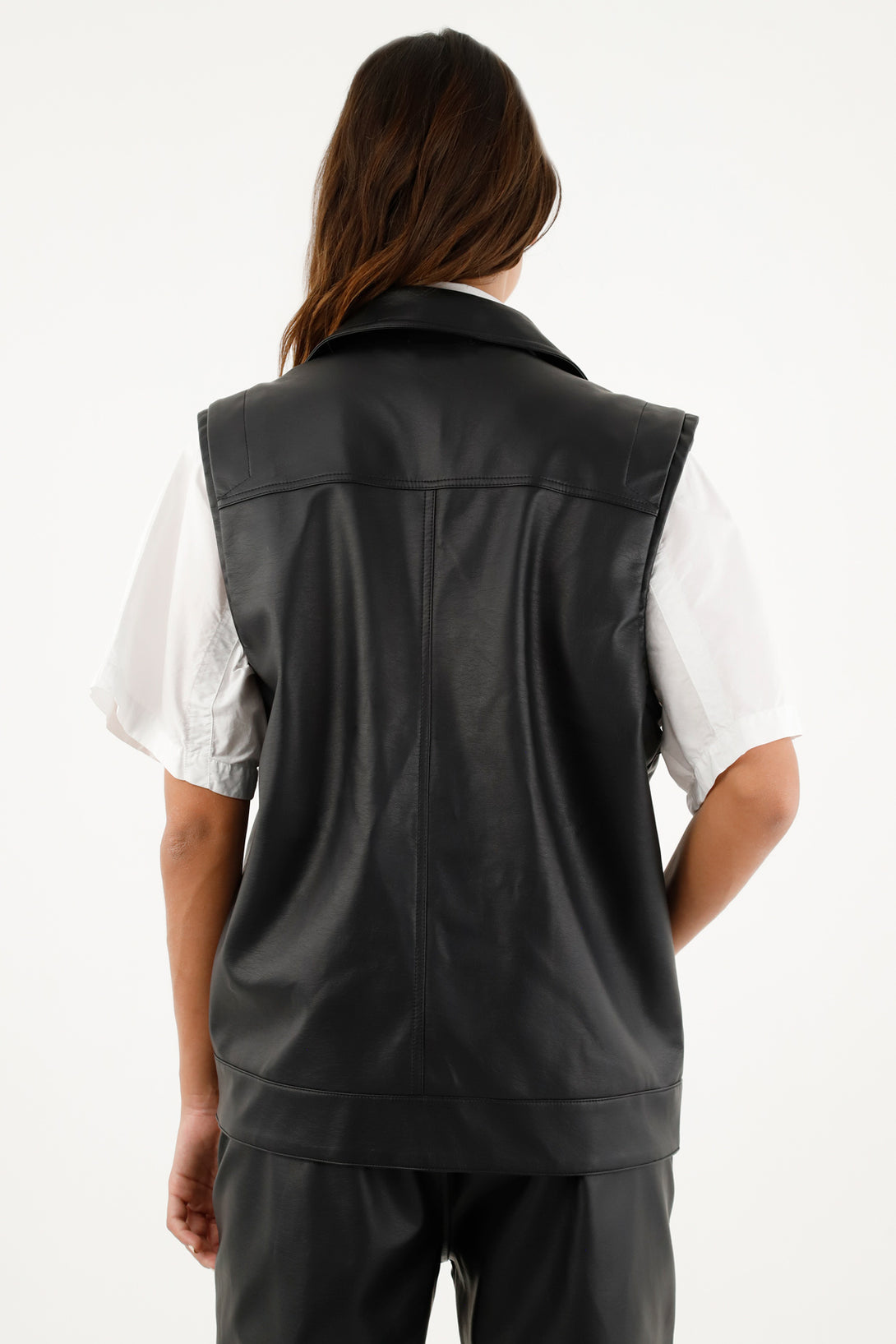 Women's Black Faux Leather Vest