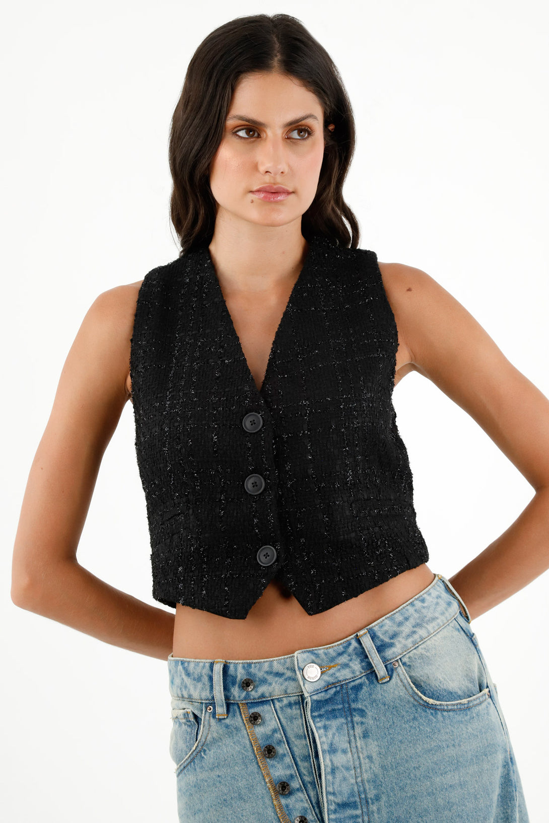 Women's Black Shiny Vest