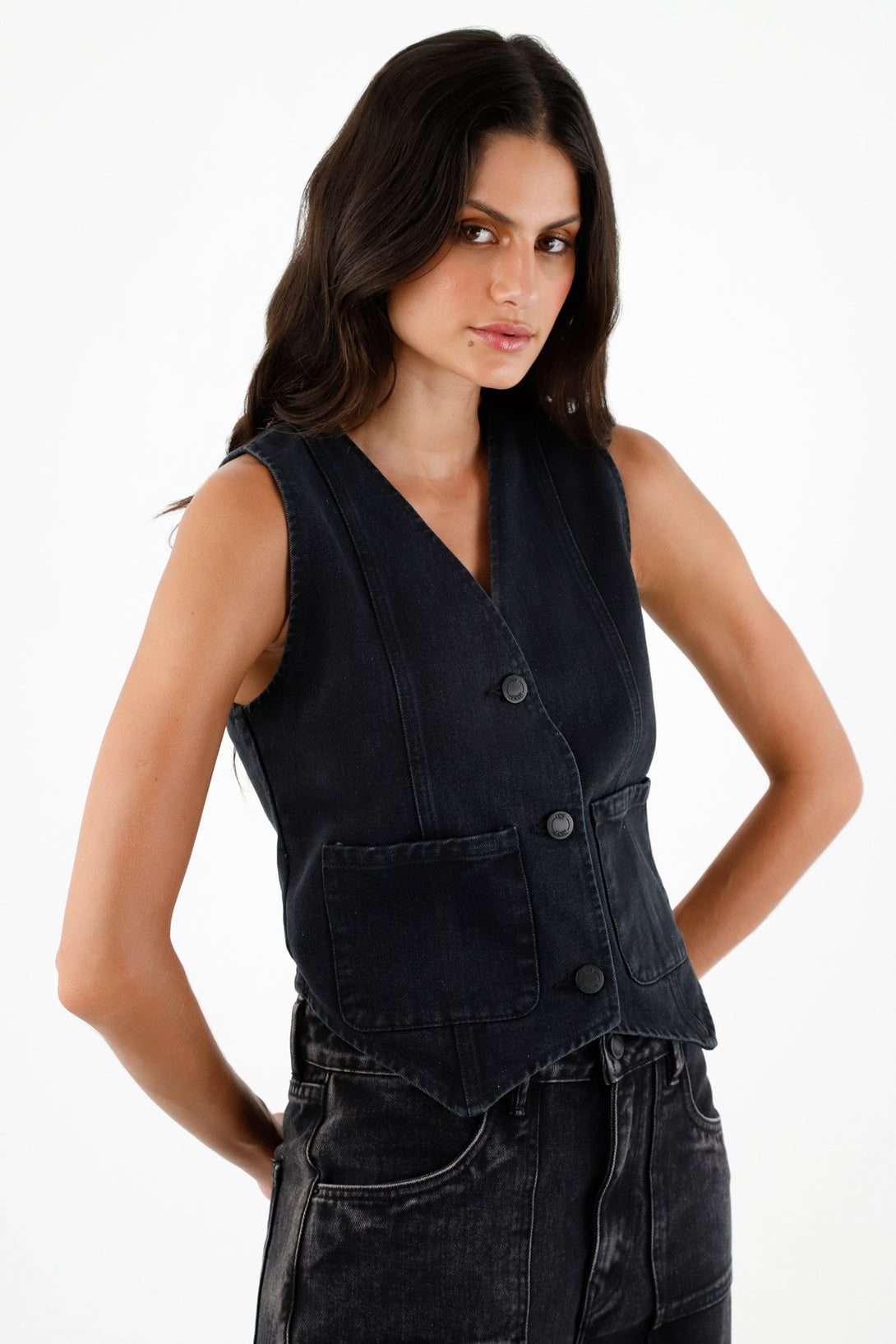 Women's Black Denim Vest