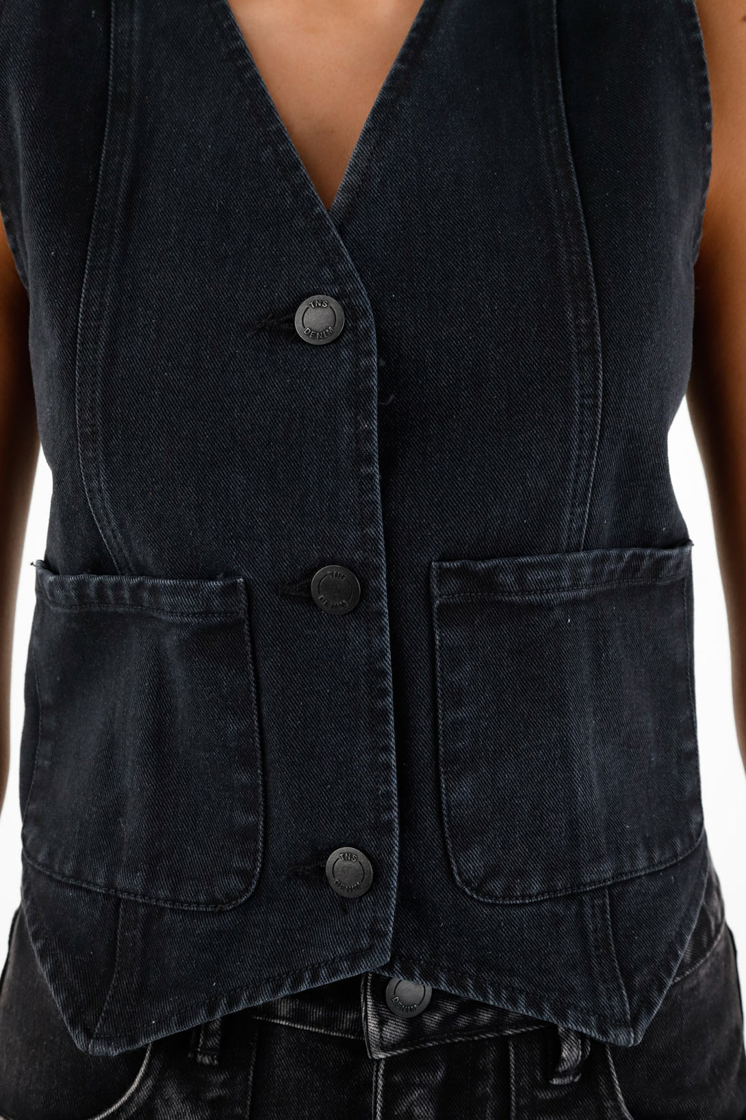 Women's Black Denim Vest