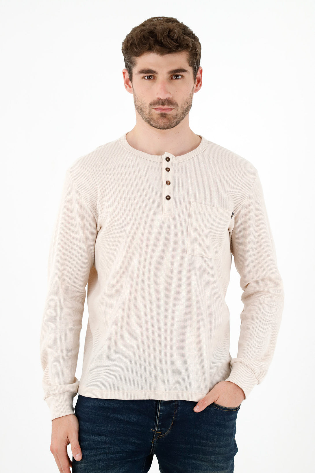 Men's Ecru Patch Pocket Sweater