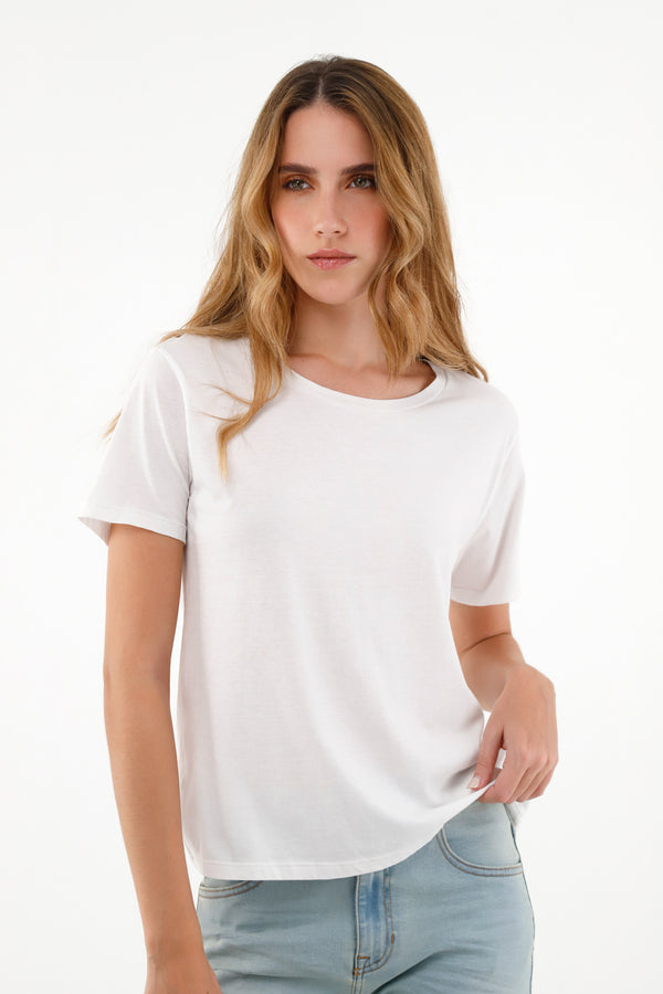 Women's White Crew Neck Tee