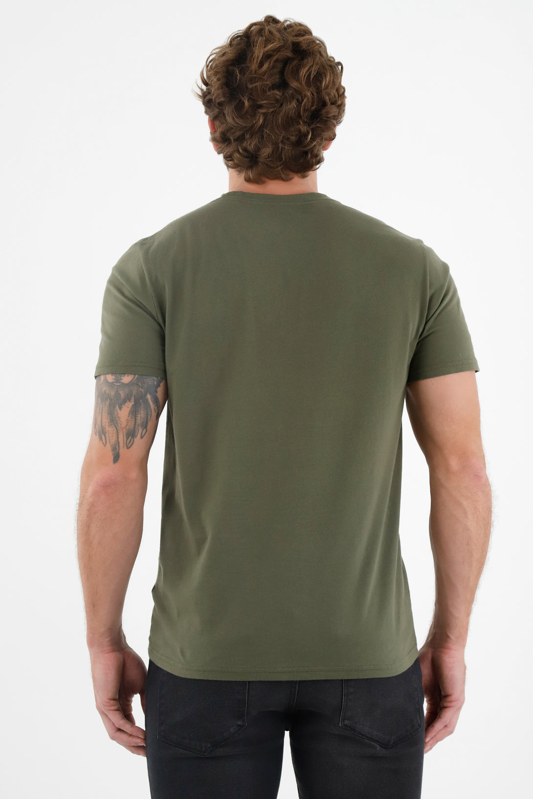 Camiseta verde cuello redondo para hombre