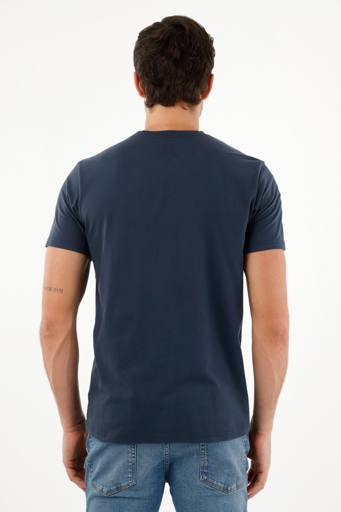 Men's Blue T-Shirt with White Embroidered Racket