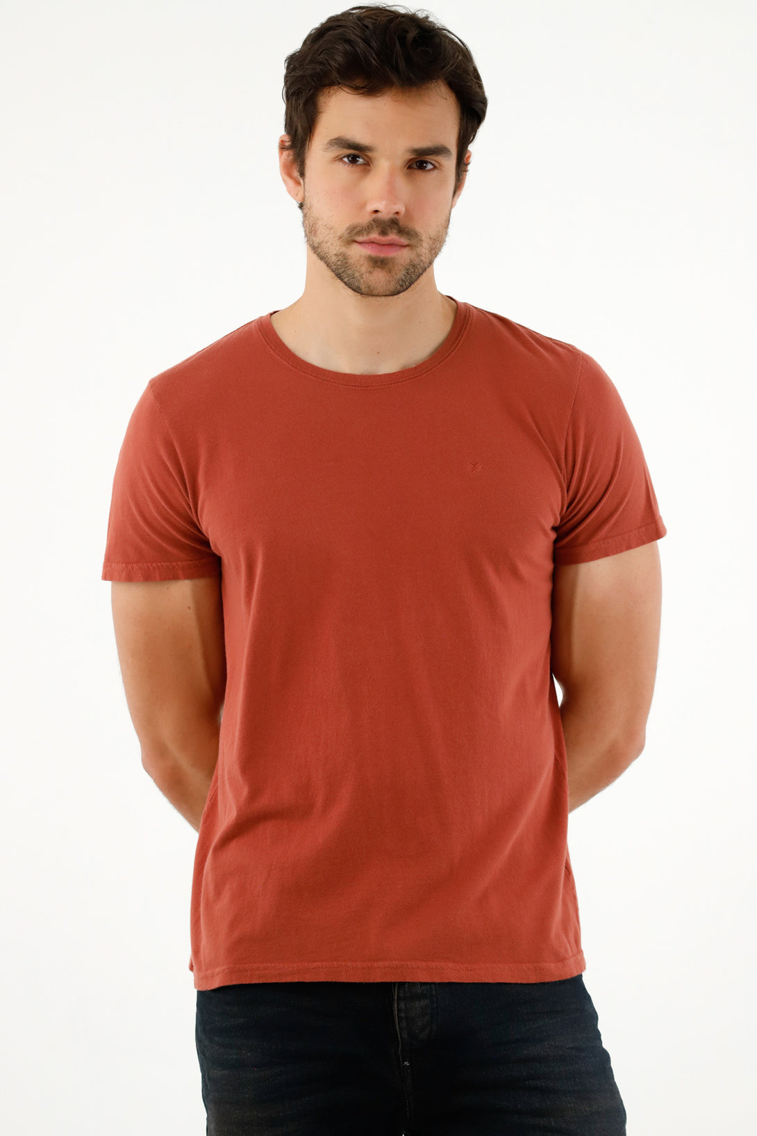 Camiseta overdye roja para hombre