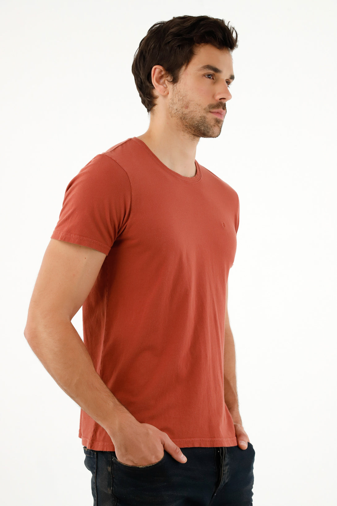 Camiseta overdye roja para hombre