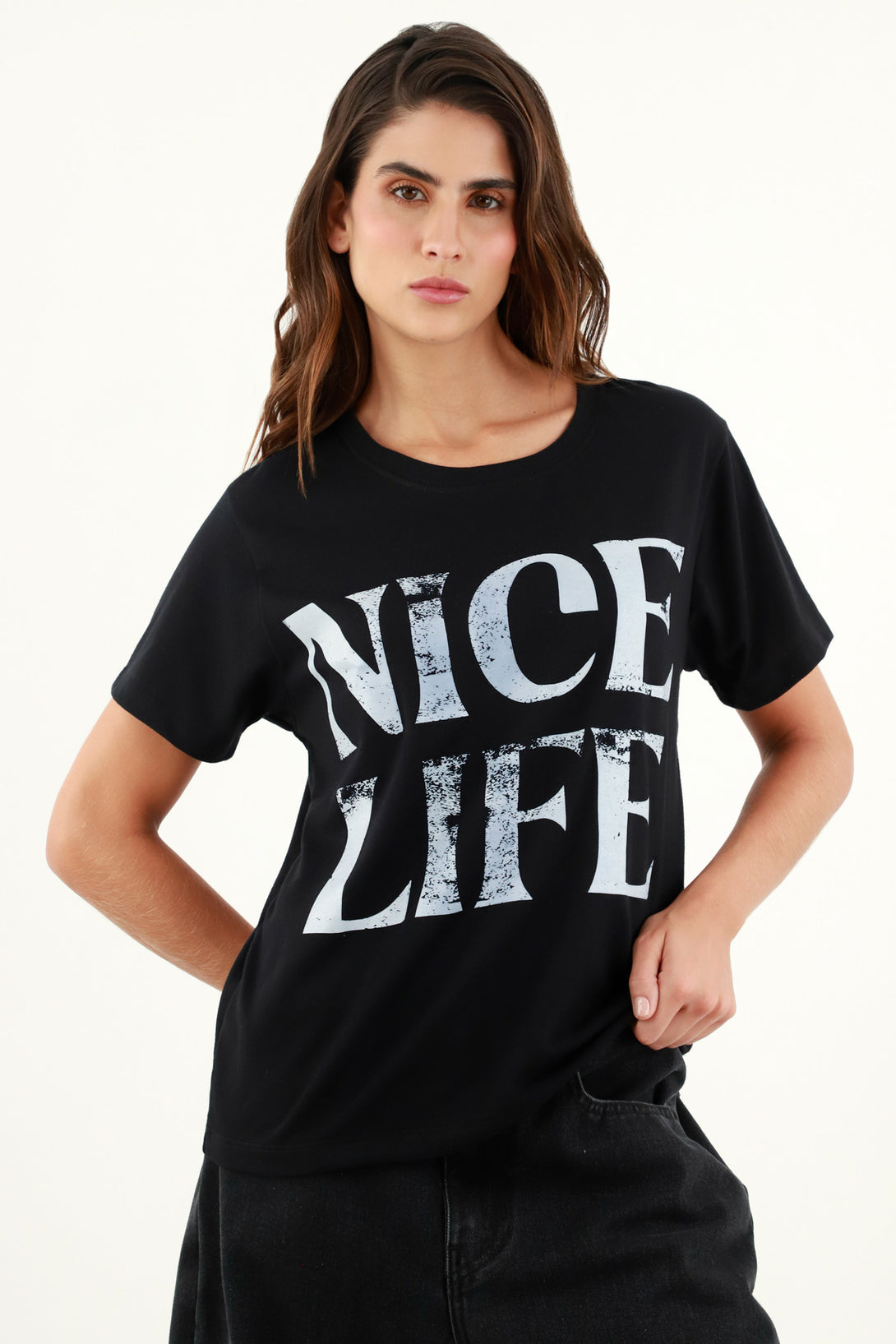 Women's Black Short-Sleeve T-Shirt