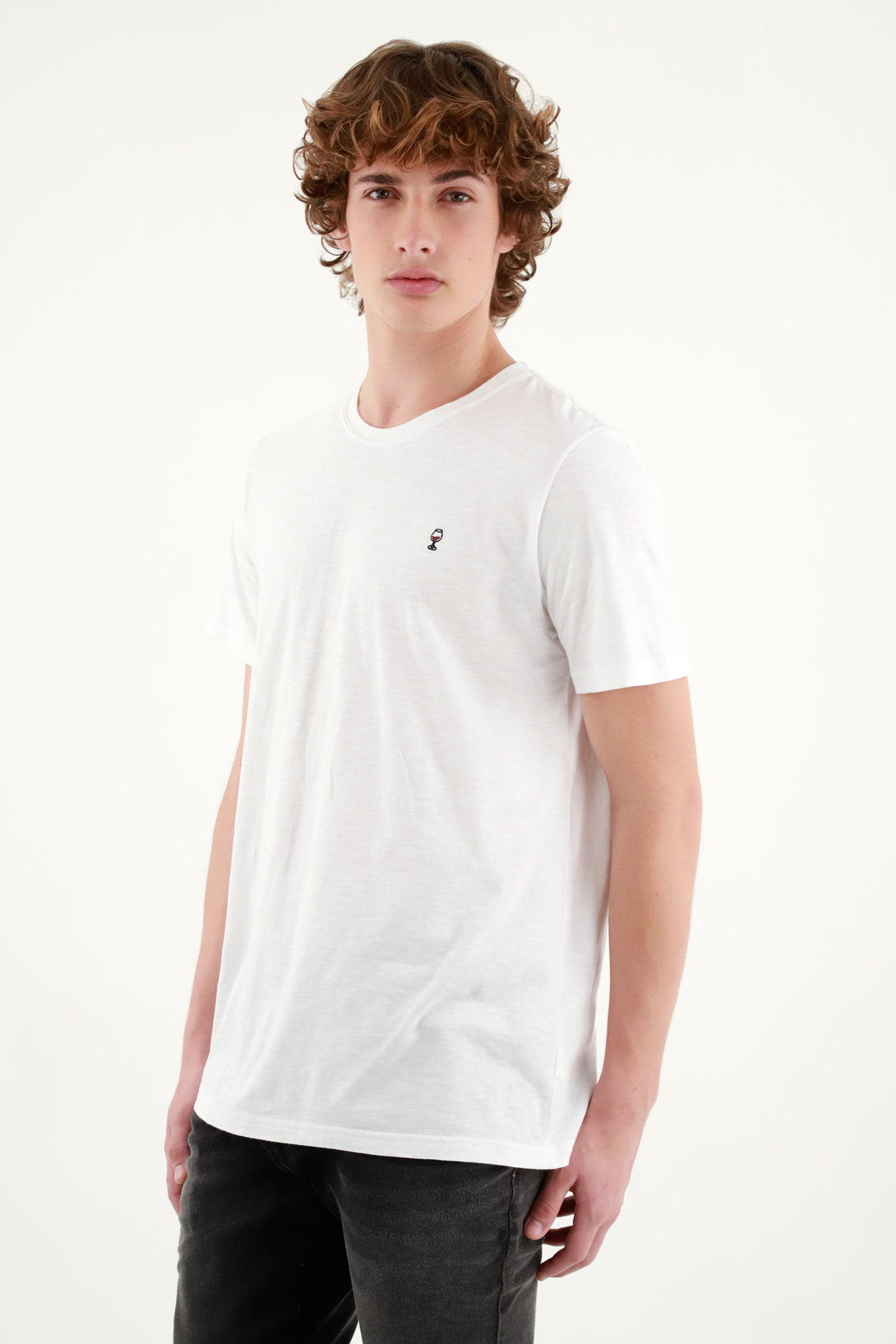 Camiseta blanca con mini detalle para hombre