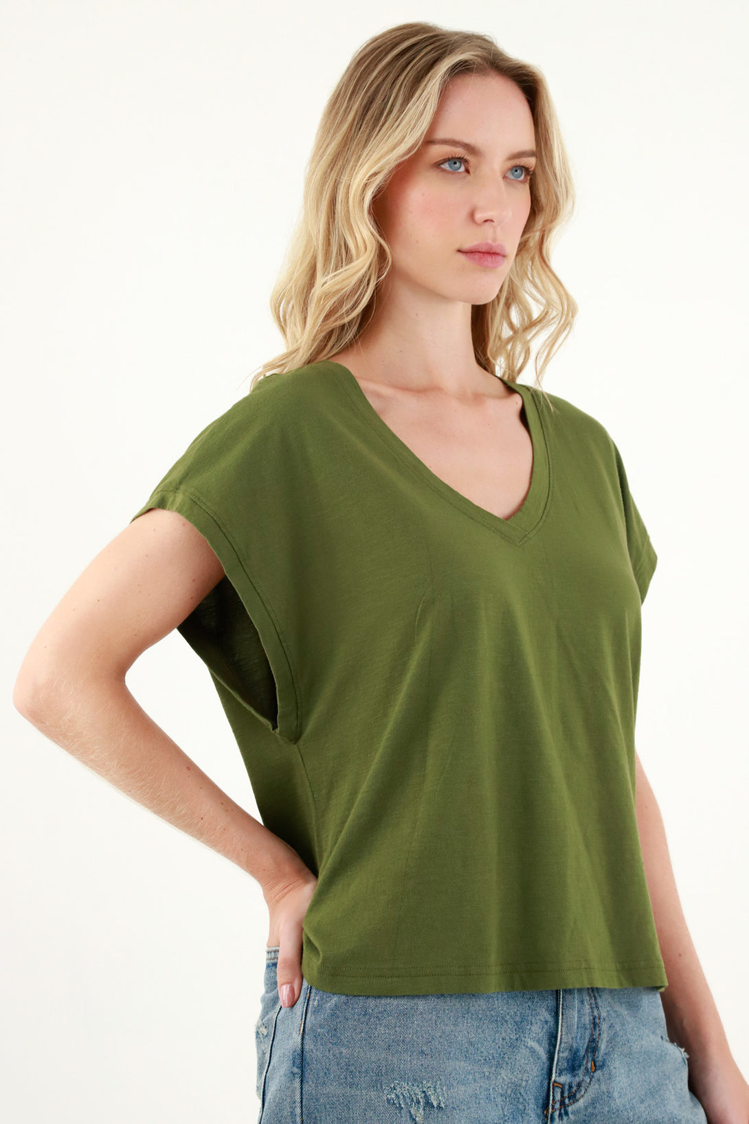 Women's Green Sleeveless T-Shirt