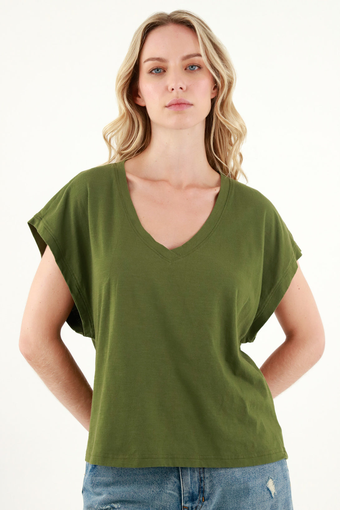 Women's Green Sleeveless T-Shirt