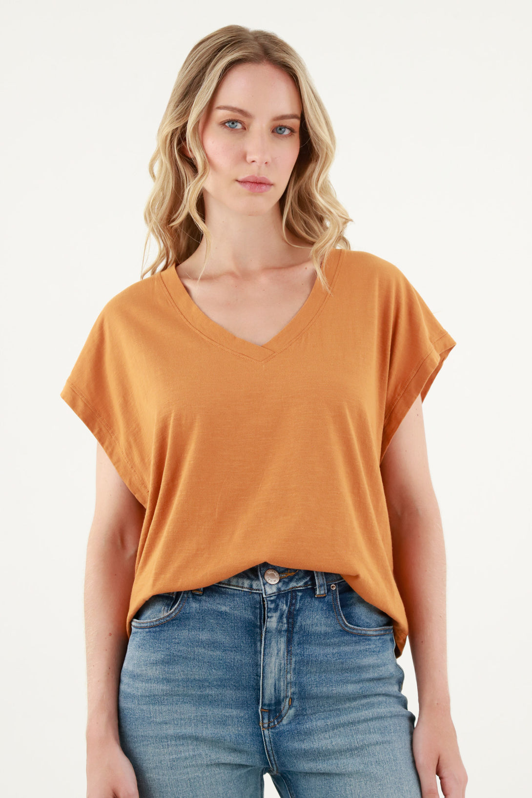 Women's Orange Sleeveless T-Shirt