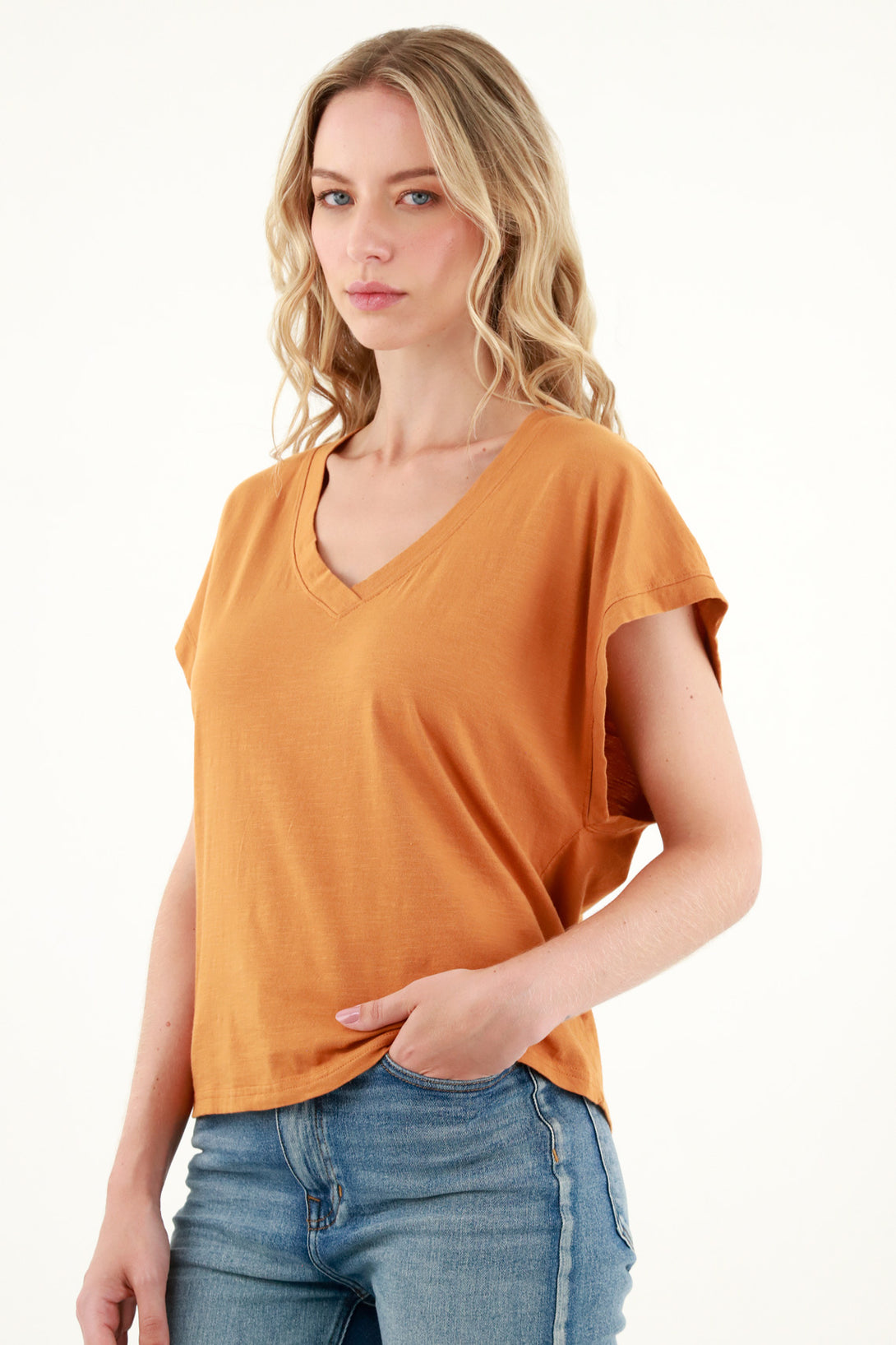 Women's Orange Sleeveless T-Shirt