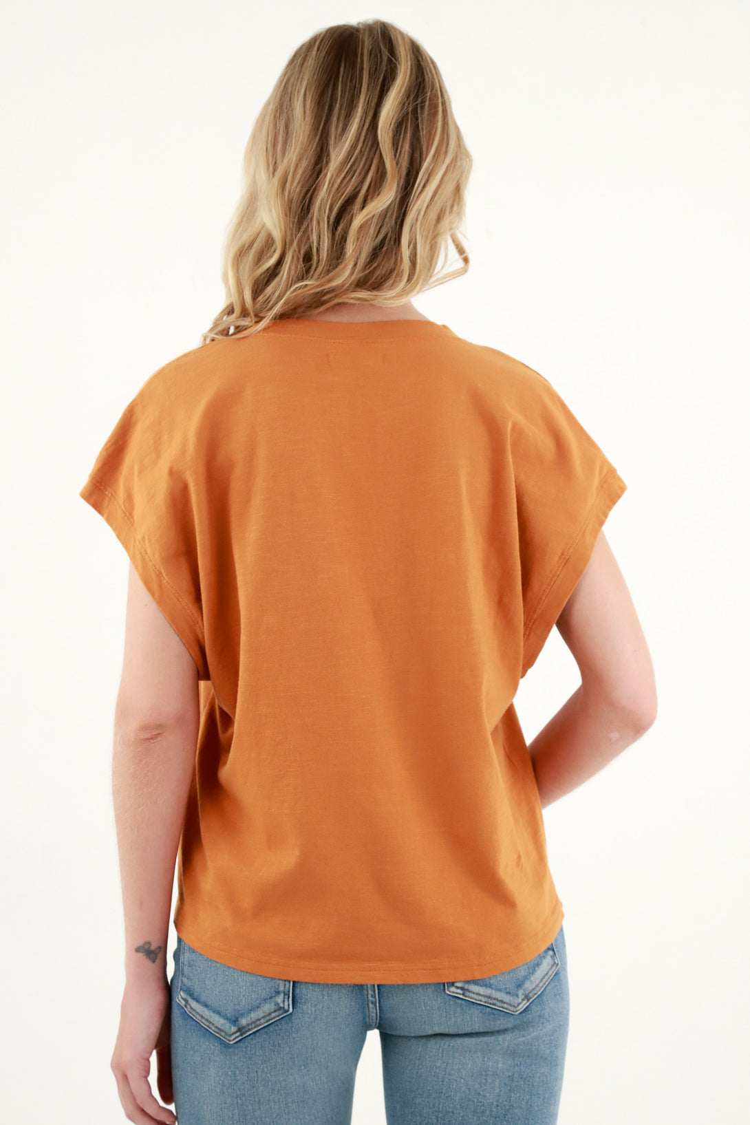 Women's Orange Sleeveless T-Shirt