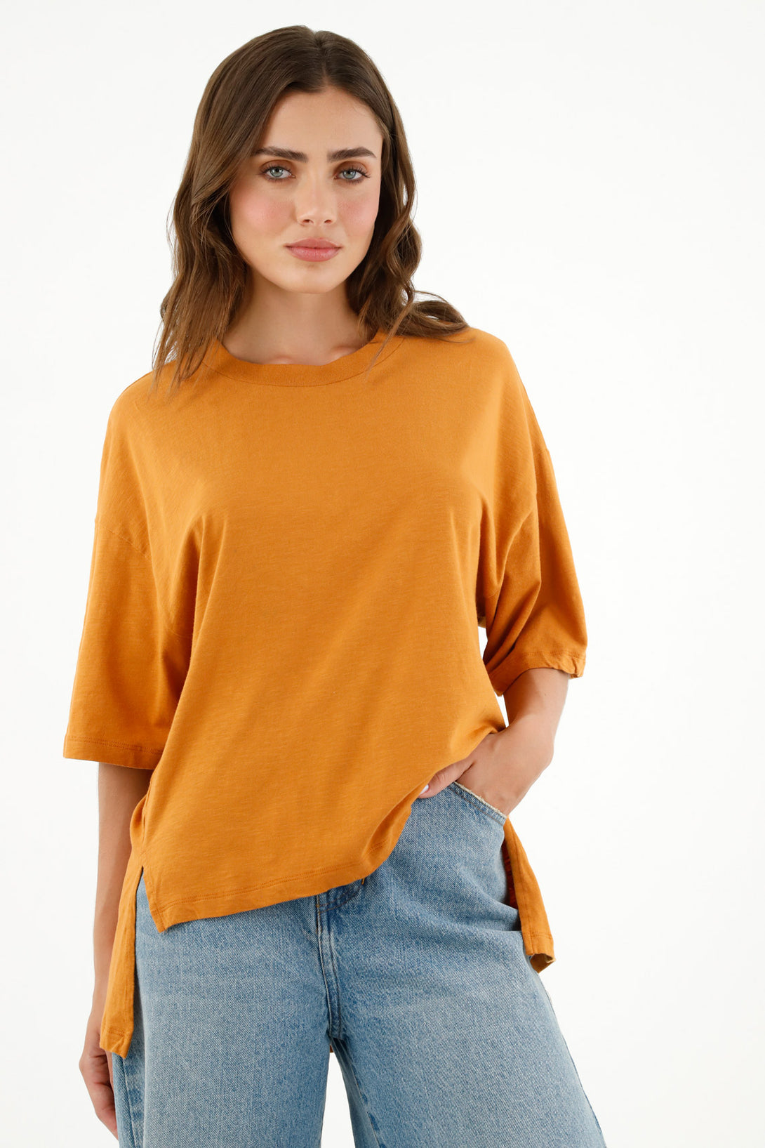 Camiseta naranja oversize para mujer