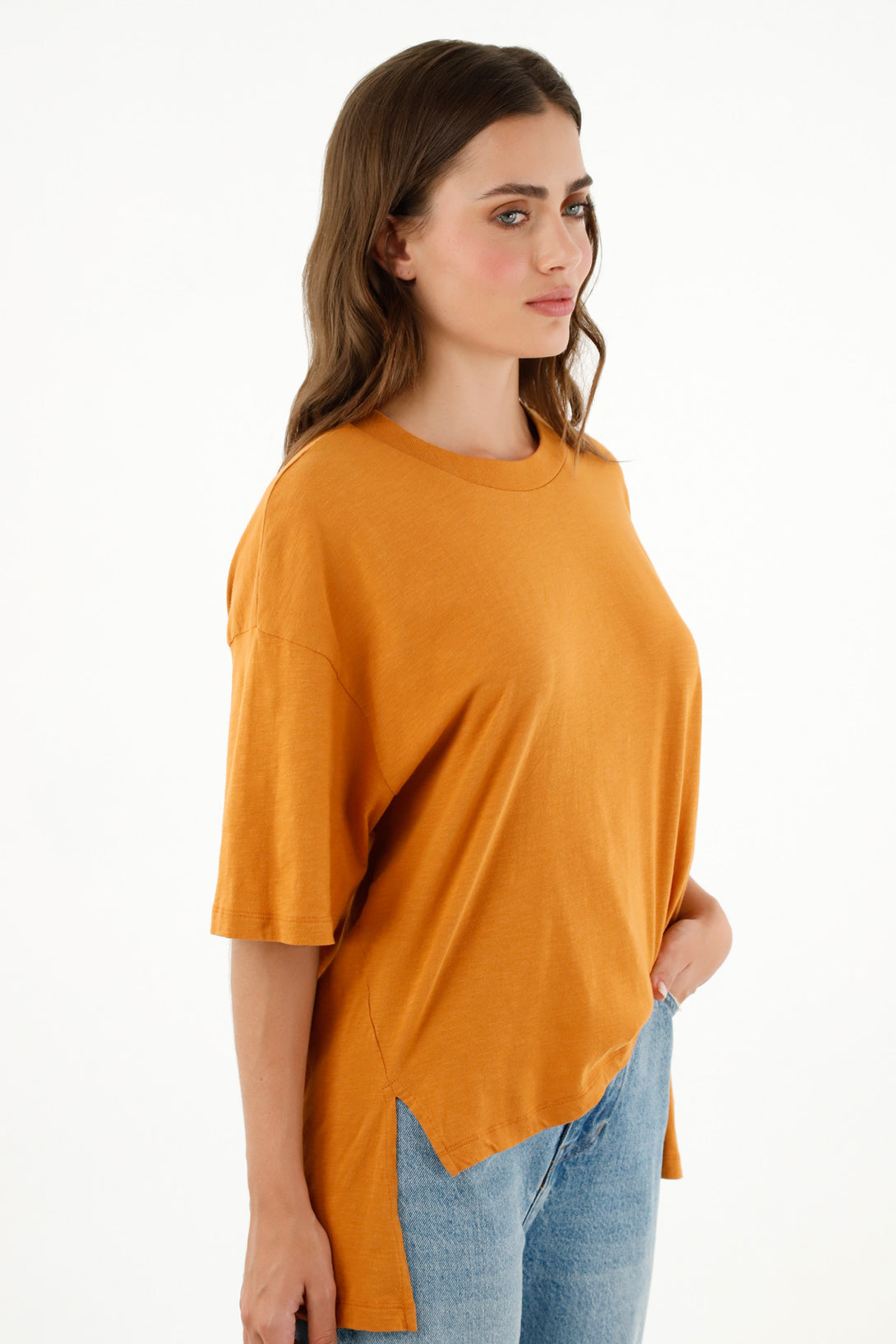 Camiseta naranja oversize para mujer