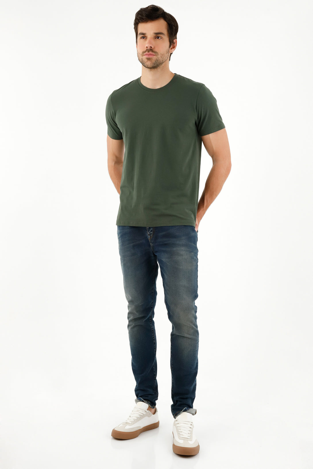 Camiseta manga corta verde para hombre