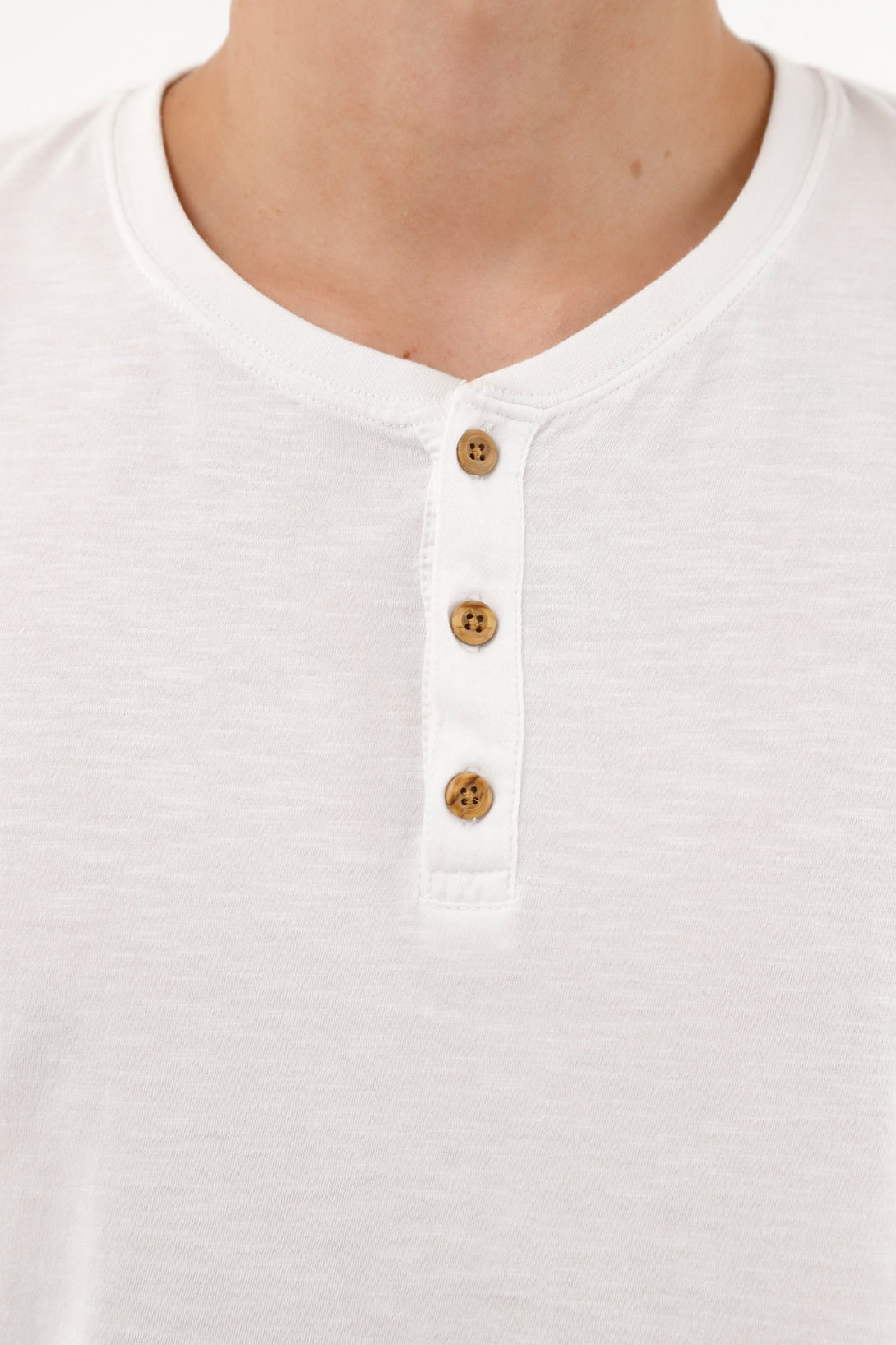 Men's White Neru Collar T-Shirt