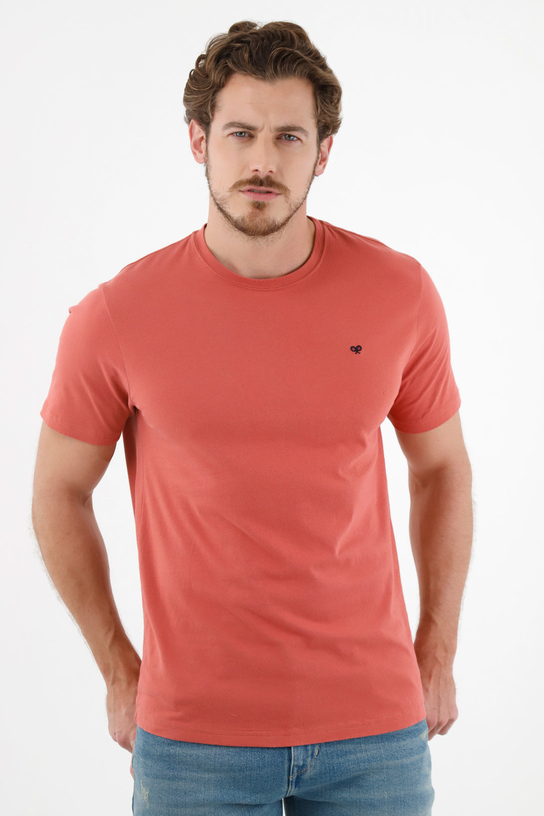 Men's Orange T-Shirt with Blue Racket