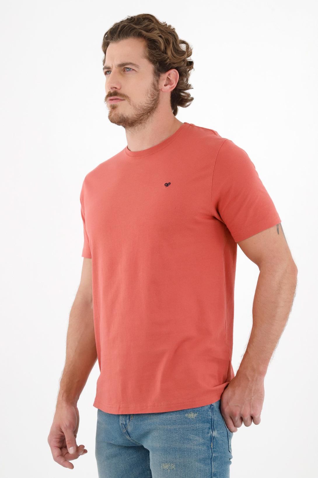 Men's Orange T-Shirt with Blue Racket