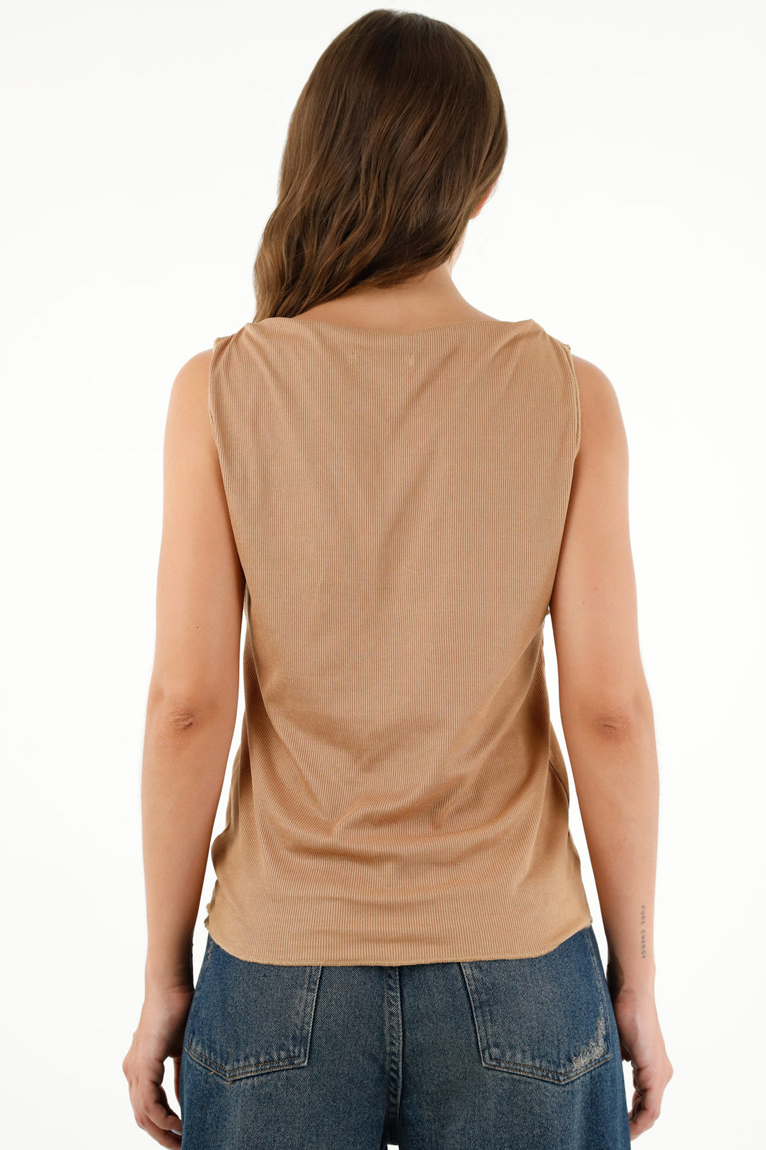 Women's Brown Sleeveless T-Shirt