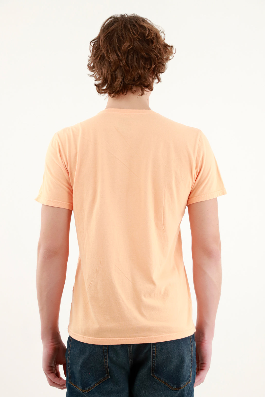 Camiseta naranja con mini bordado para hombre