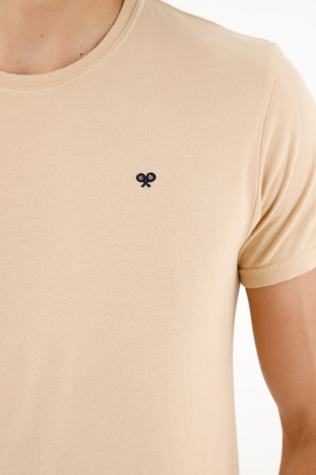 Men's Brown Tee with Mini Embroidery