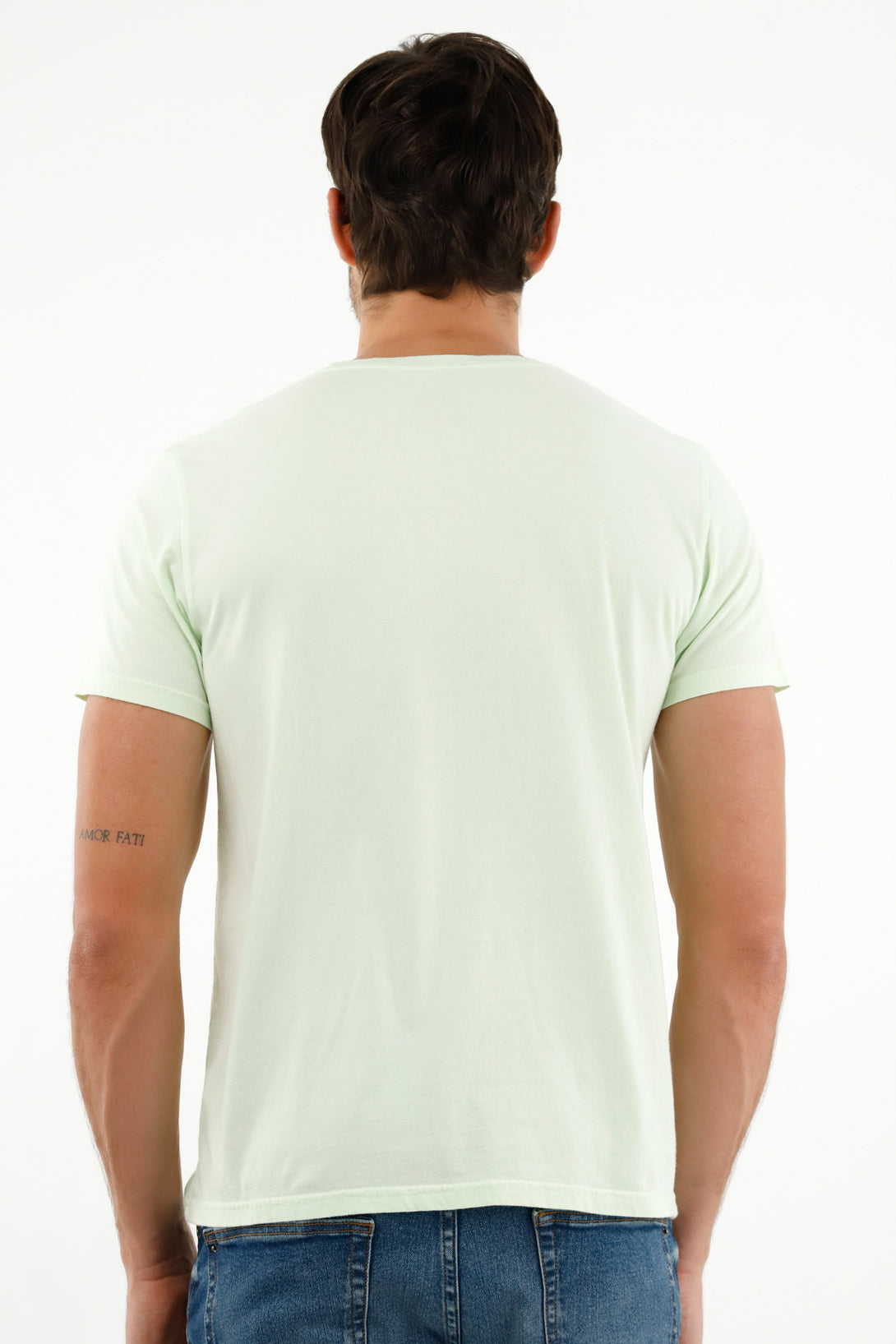 Camiseta verde con mini bordado para hombre