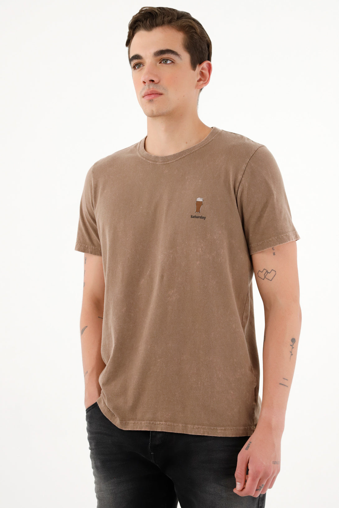 Men's Brown Printed Tee