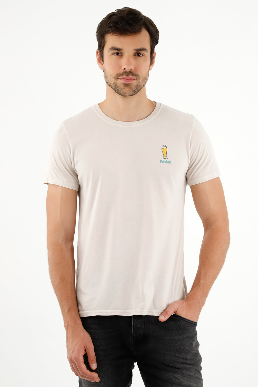 Men's Beige Printed Tee