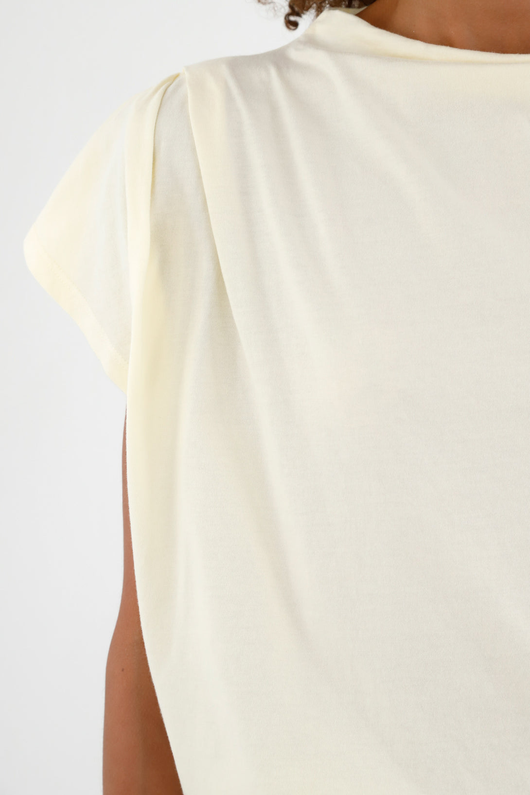 Women's Yellow Draped Neck T-Shirt