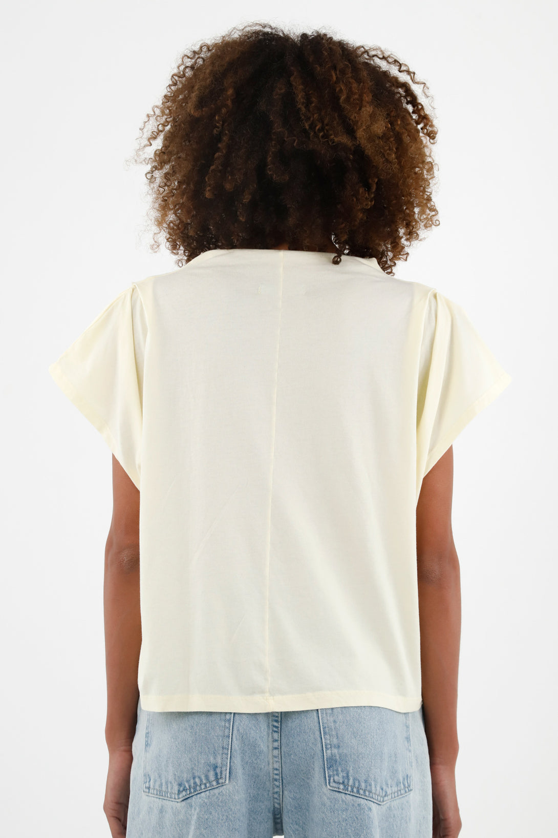 Women's Yellow Draped Neck T-Shirt