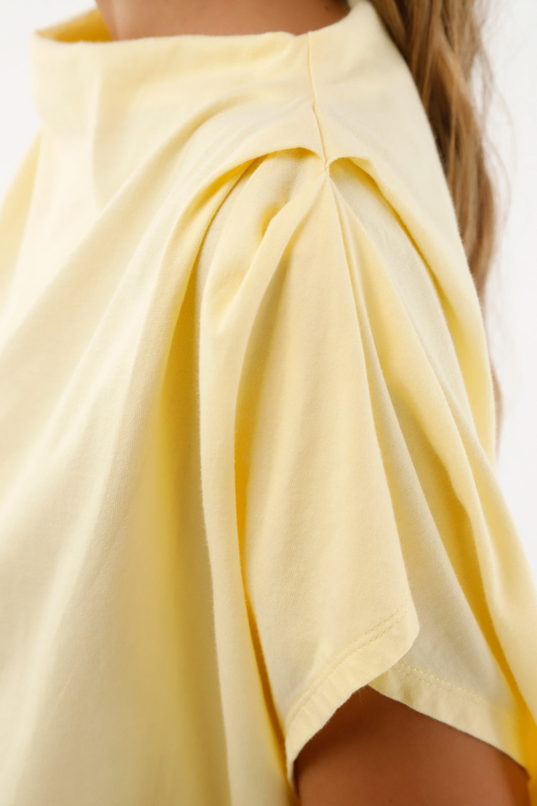 Women's Yellow Draped Neck T-Shirt