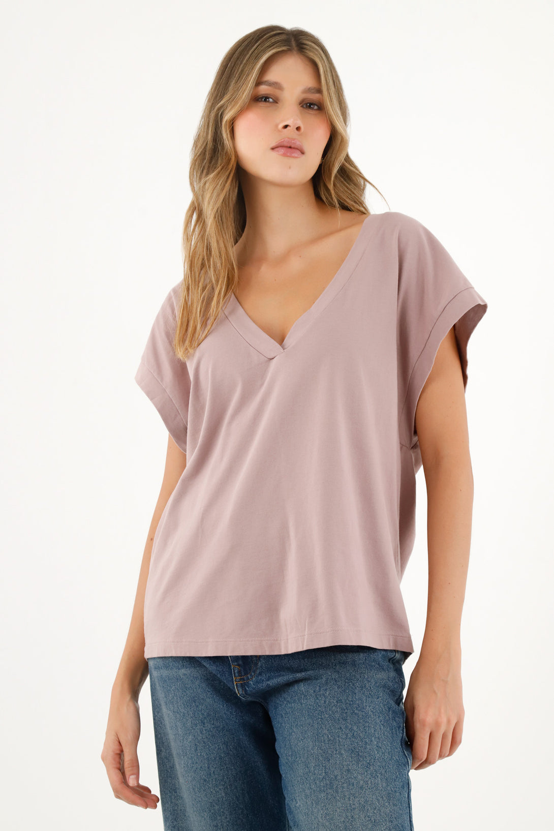 Women's Pink V-Neck T-Shirt