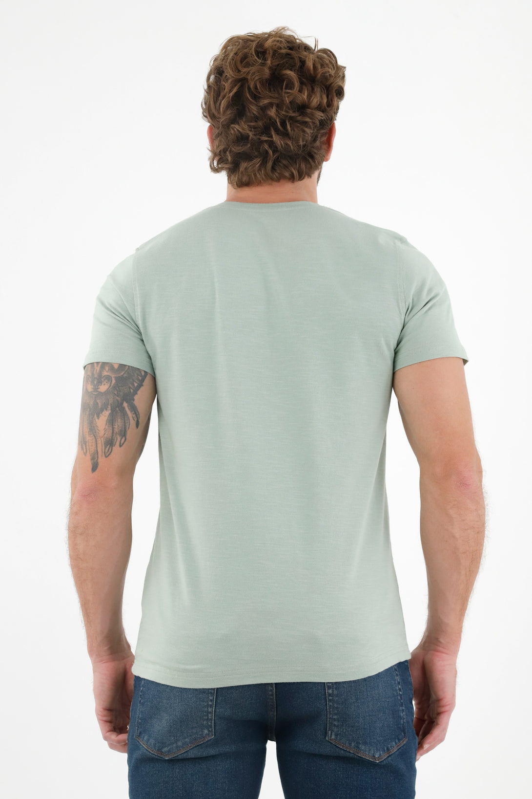 Camiseta verde manga corta para hombre