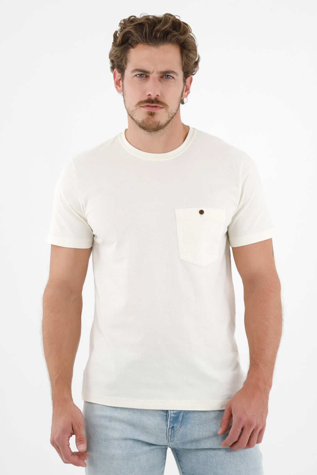 Camiseta crudo con bolsillo para hombre