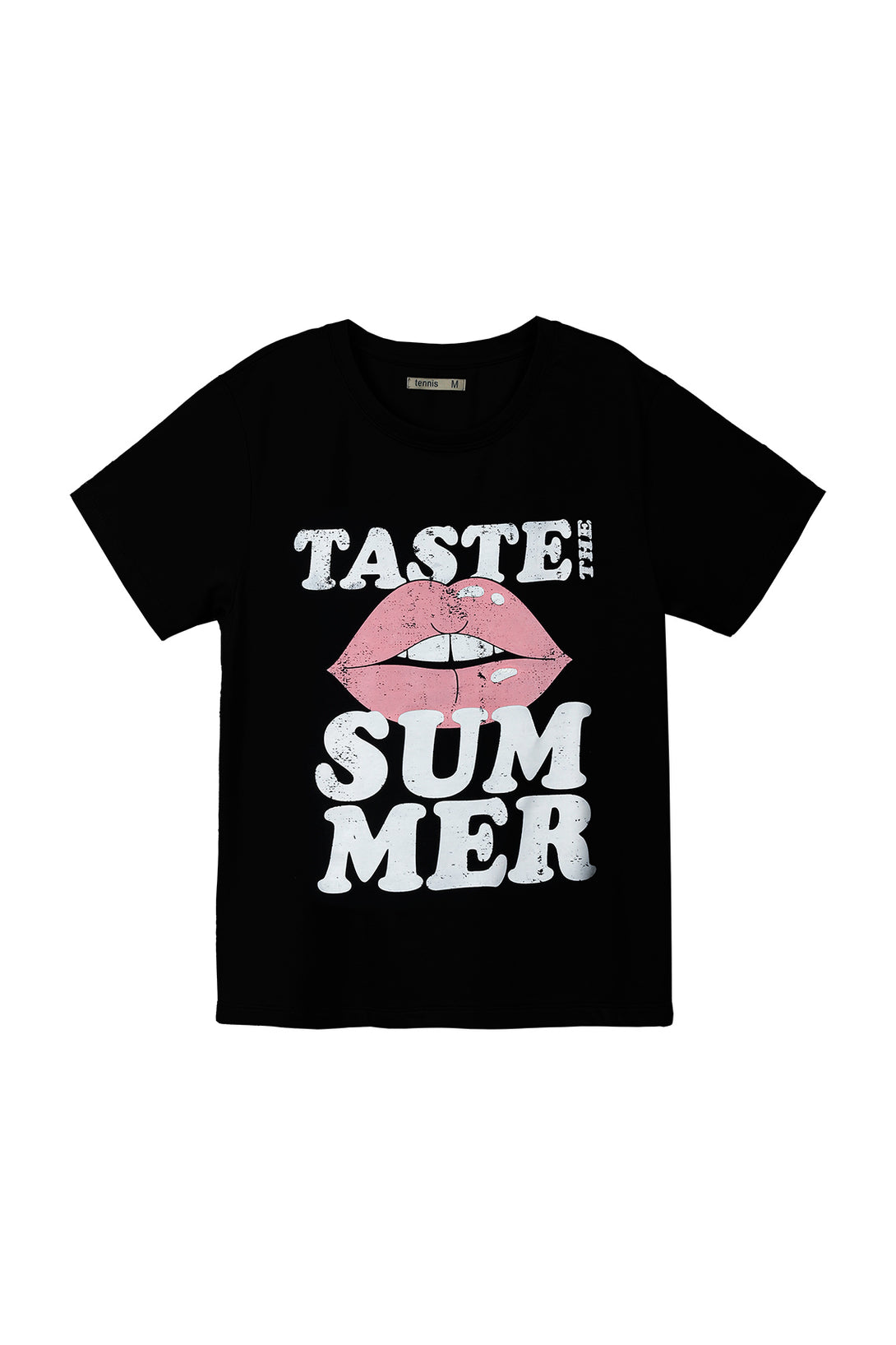 Camiseta negra estampada para mujer