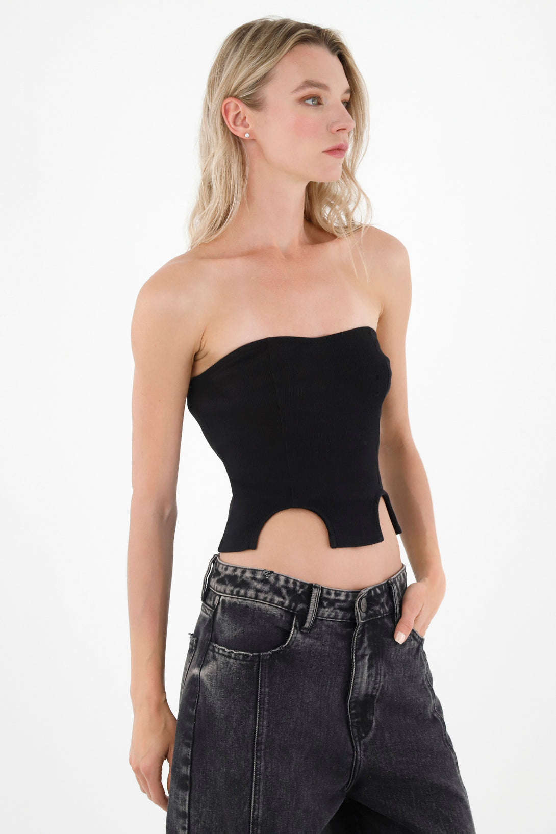 Women's Black Strapless Top