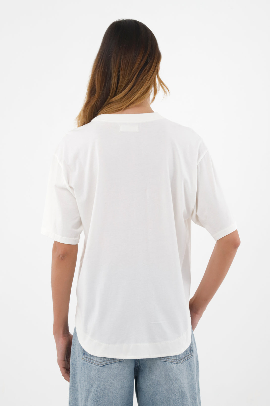 Camiseta crudo cuello redondo para mujer