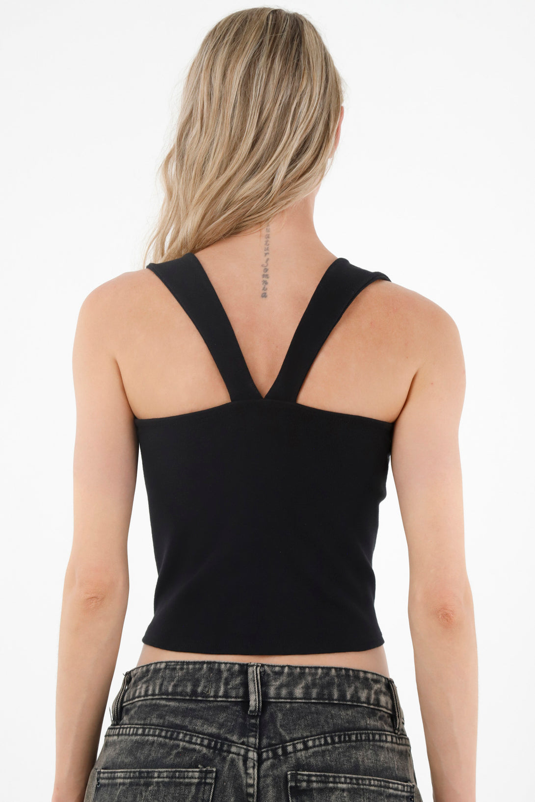 Women's Black Square Neck Top