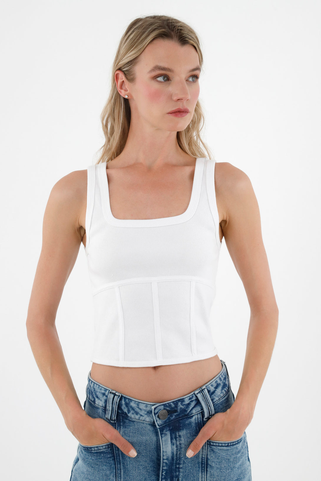 Women's White Sleeveless T-Shirt