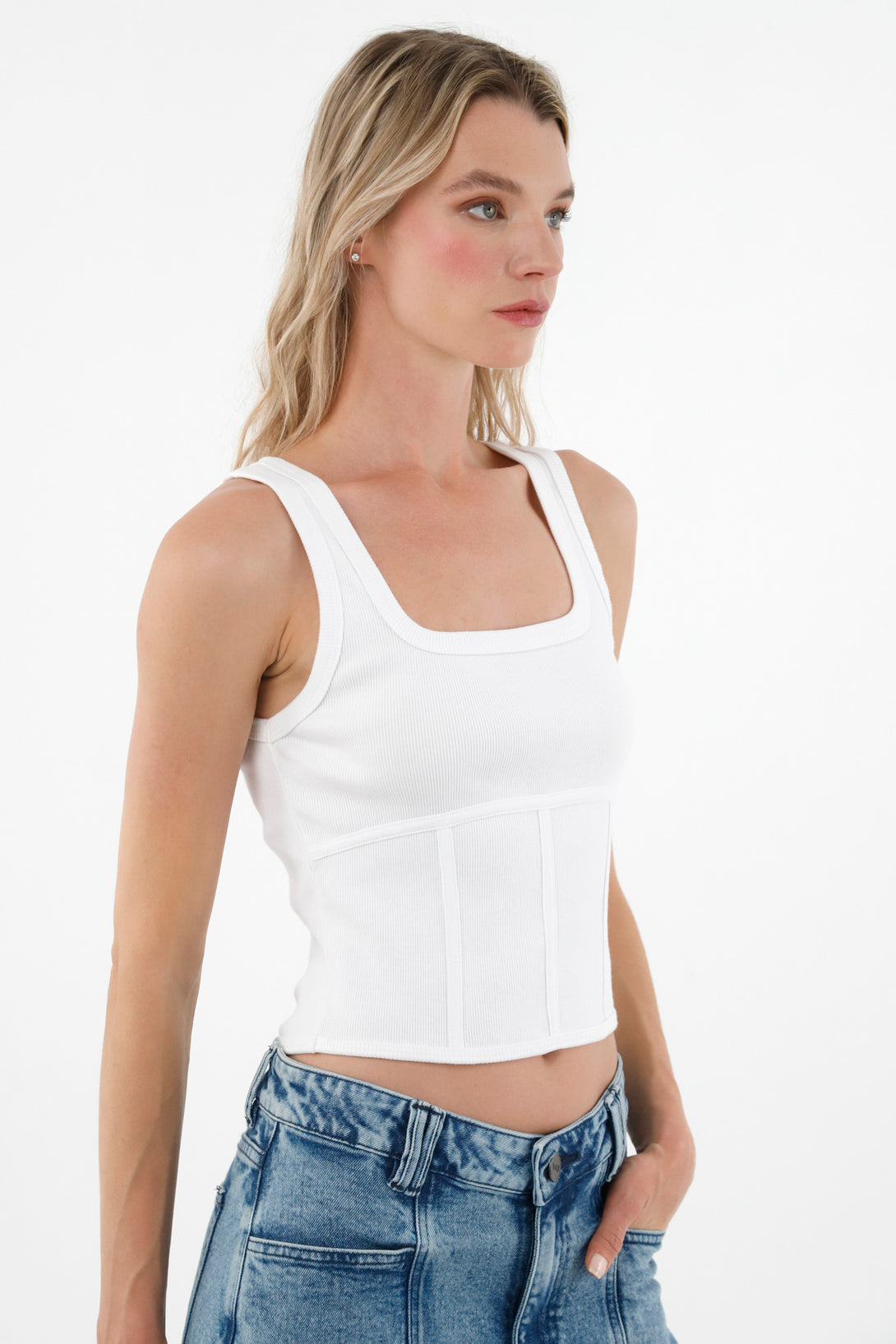 Women's White Sleeveless T-Shirt